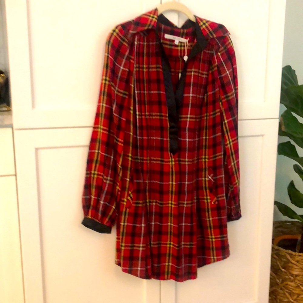 NWT Vintage Plaid Shirt Dress with discreet belt loops, no belt included